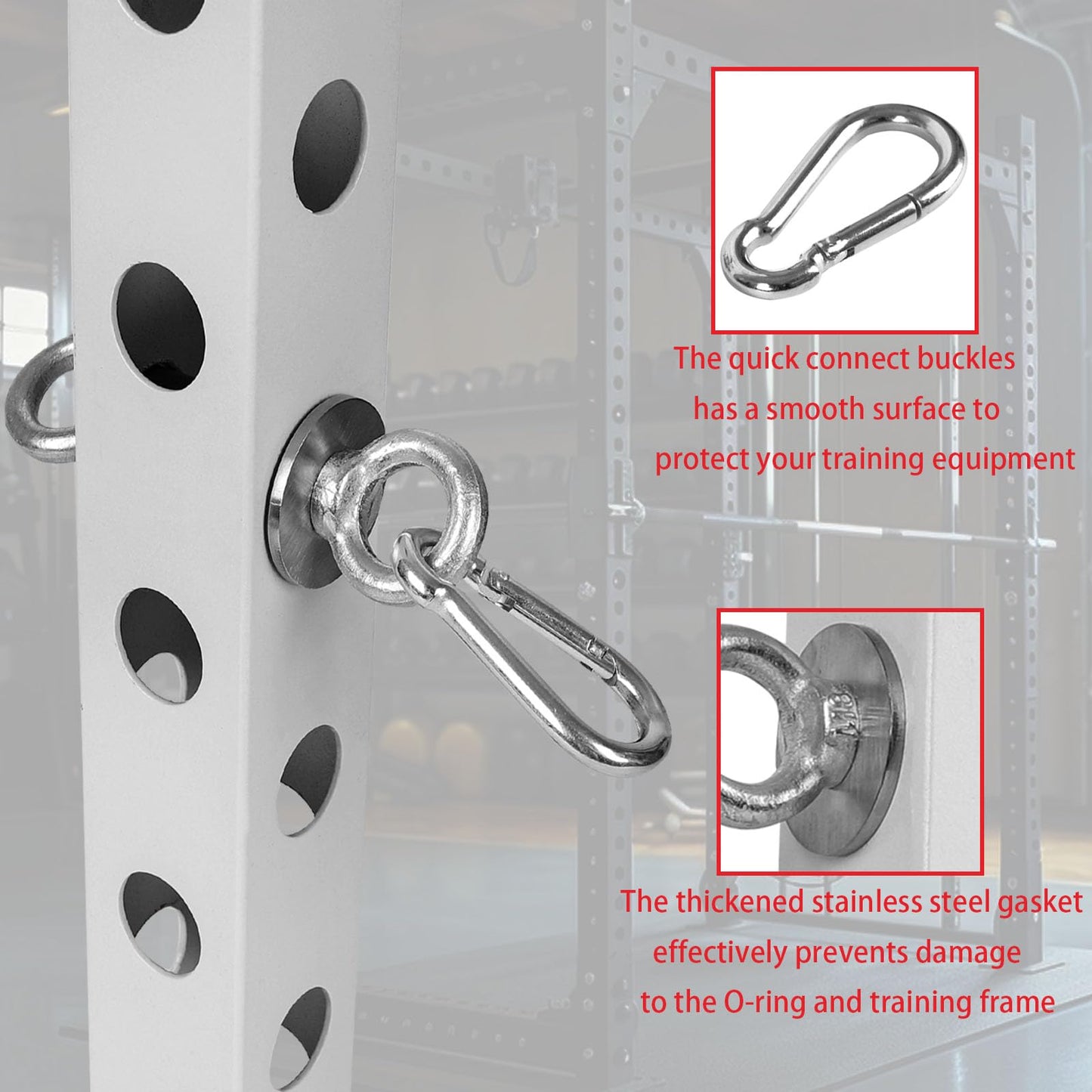 Ertuohg 2PCS Power Rack Attachments, Heavy Duty Squat Rack Attachments, Power Rack Shackle Band Attachment for Strength Training, Resistance Band Accessories Fits 1" Holes"