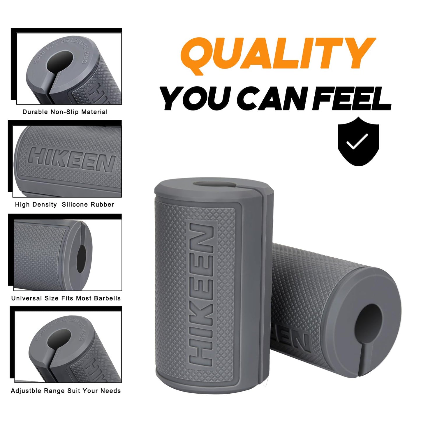 Hikeen Thick Bar Dumbbell Grips, Non Slip Hard Rubber Barbell Grips for Weight Lifting, Muscle Building - 2.75" Outer Diameter"