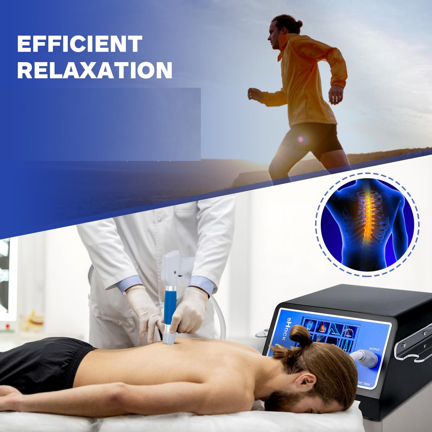 Kalecope Extracorporeal Shockwave Therapy Machine Non-Invasive, Painless Physical Therapy Device with 10 Bar Output for Back, Elbows & Feet etc