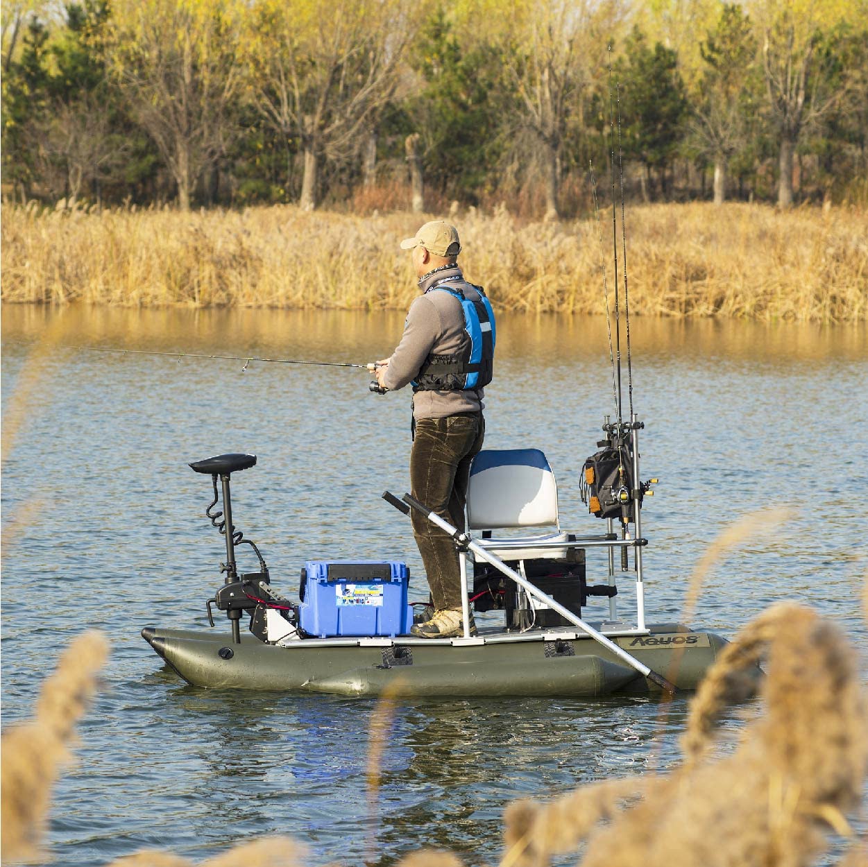 AQUOS Haswing CaymanT 12V 55LB 39 in. Shaft Transom Electric Trolling Motor – Includes Wireless Remote for Fishing Boats in Saltwater & Freshwater