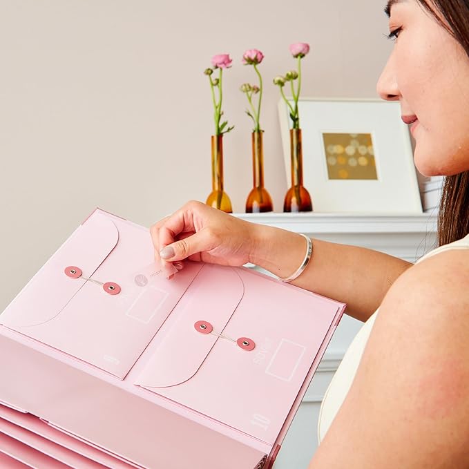 The Folio® Important Document Organizer by Savor | Binder with Guided Labels, Acid-Free File Folder with 10 Pockets for Home, Legal, Medical Papers | Mother’s Day Gift for Moms, Records Storage (Pink)