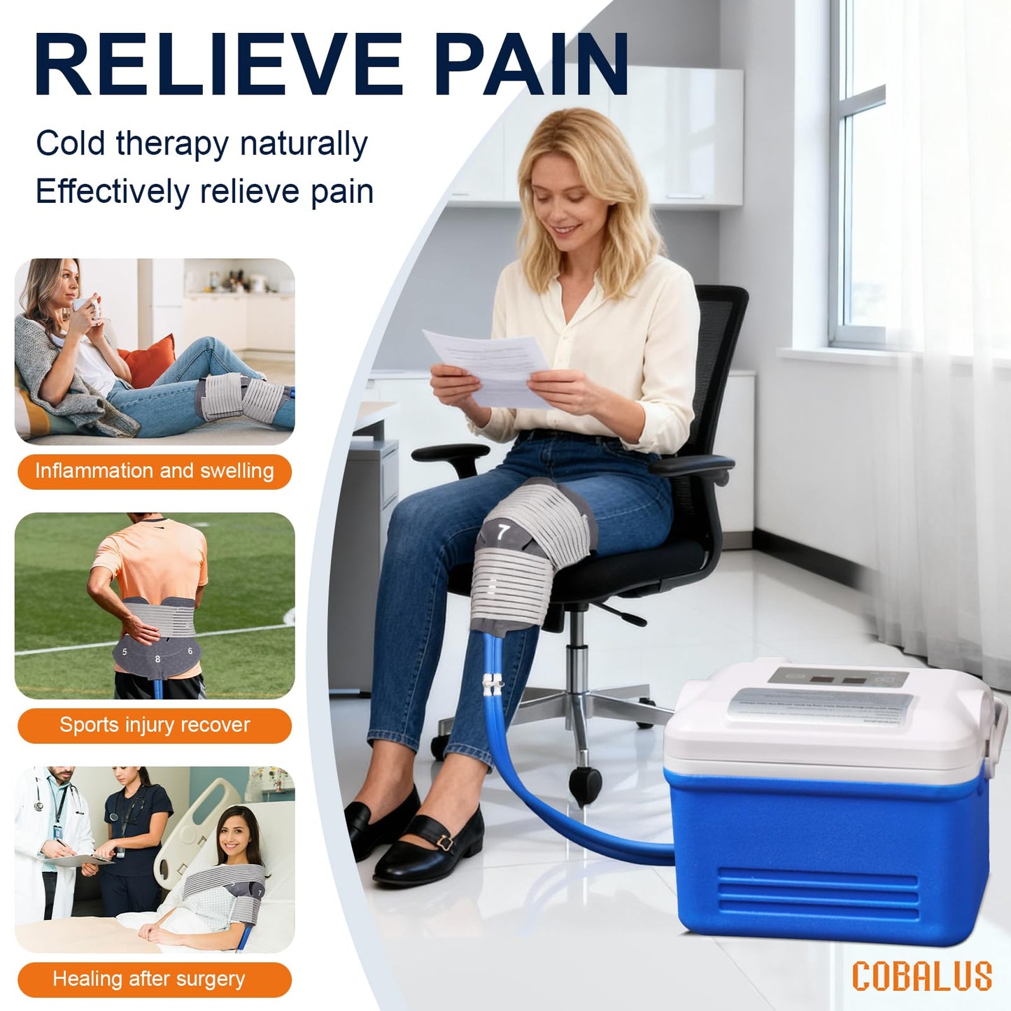 Ice Machine for Knee after Surgery, Cold Therapy Machine, Portable Ice Therapy Machine for Knee, Shoulder, Hip & Ankle with Programmable Timer, Cryotherapy Pain Relief for Sports Injuries and Swelling