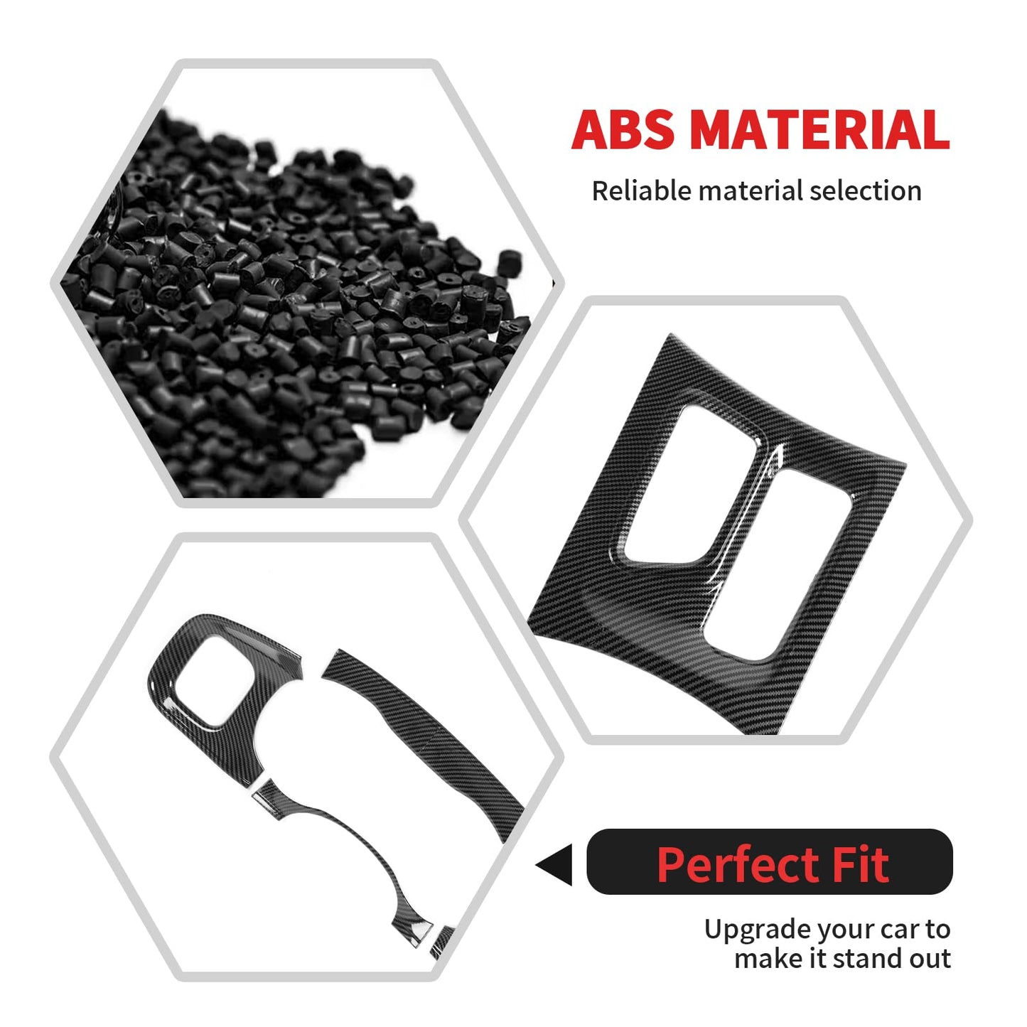 RT-TCZ Carbon Fiber Interior Trim Kit Cover Center Console Decoration Accessories for Dodge Charger 2015-2025,12PCS