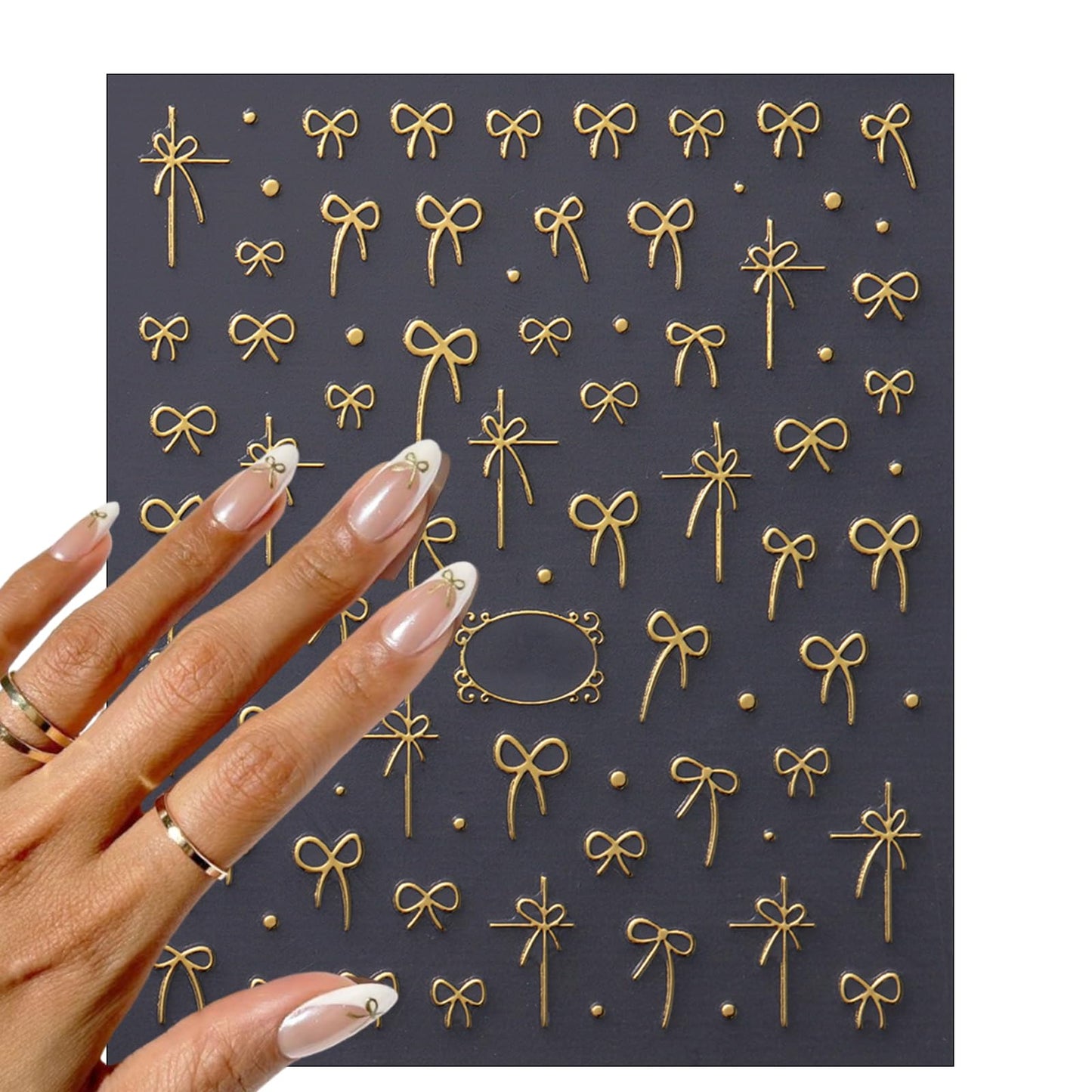 5Sheets Gold Line Nail Art Stickers 3D Self Adhesive Metal Geometric Stripe Wave Little Flower Nail Sticker Glitter Designs Nail Art Supplies Bow Sticker for Women DIY Nail Decoration