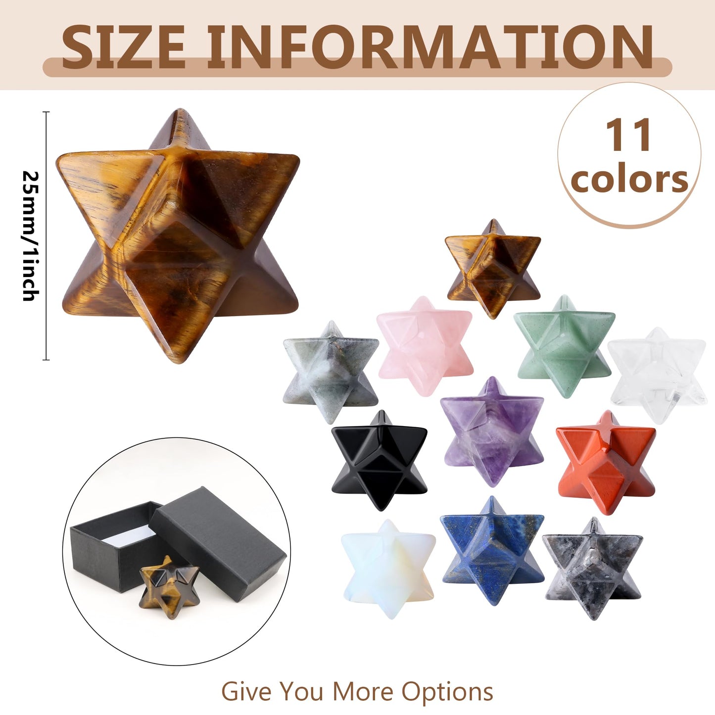 QINJIEJIE Tiger Eye Merkaba, Natural Crystal Healing Stones Sacred Meditation Energy Generator Reiki Crystal Grid Home Decor Protection Cleansing Spiritual Gifts, 3D Star Dodecahedron Crystal 1"