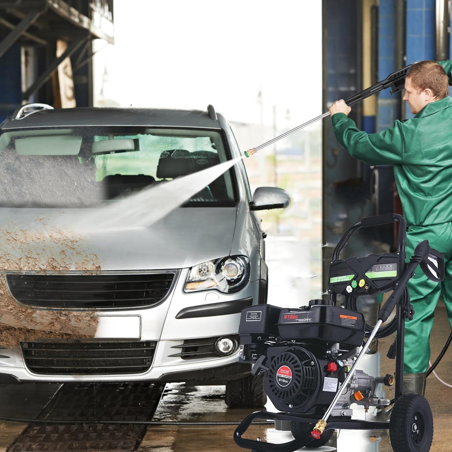 4200PSI Pressure Washer 4.0GPM Gas Power Washer 212CC Gas Powered Washing Machine Commercial High Pressure Washer with 25ft Hose&5 Nozzles for Patio Garden Yard Vehicle,EPA/CARB/ETL (SN98-4200PSI)