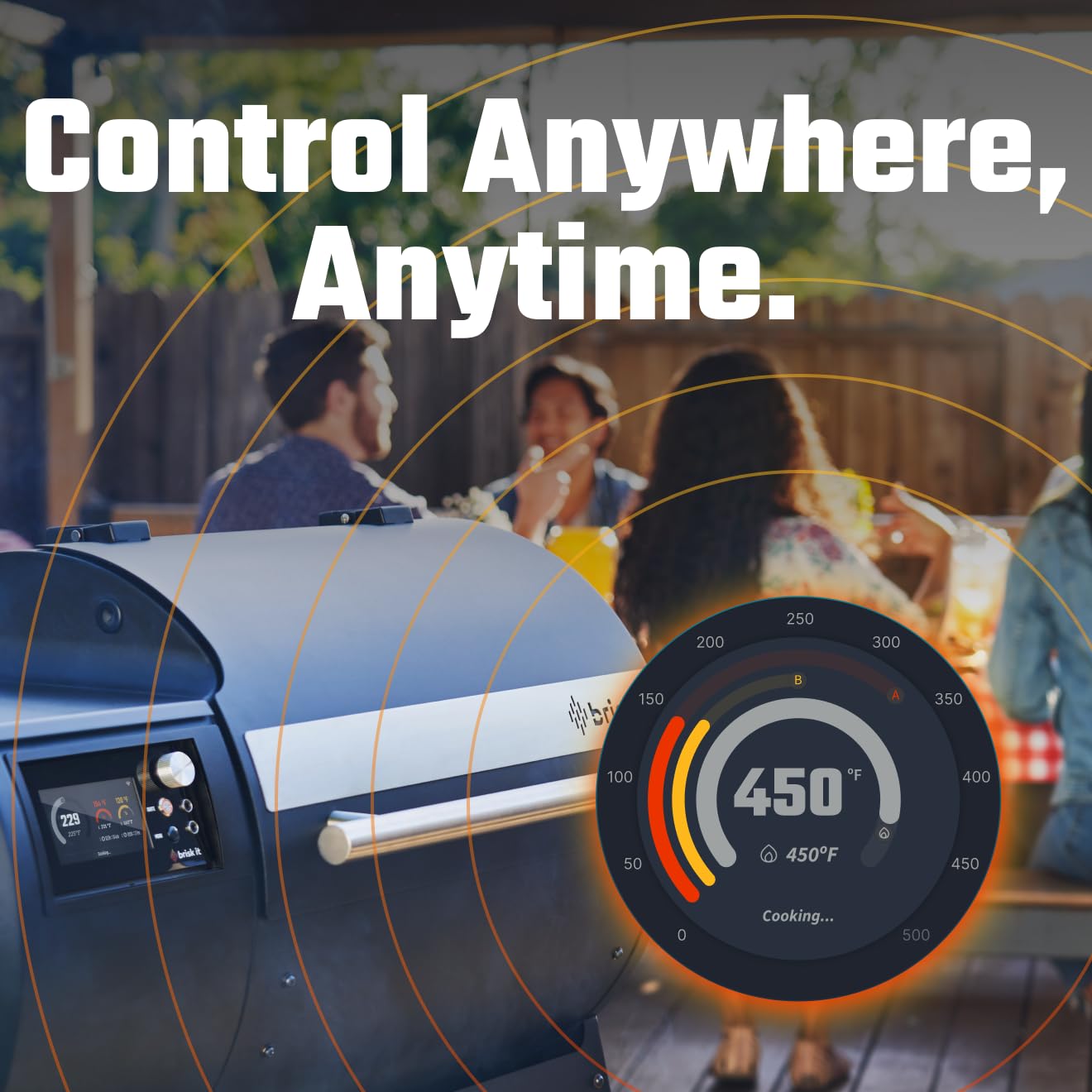 Brisk It Zelos-450 Electric Wood Pellet Smoker Grill With Grill Cover– A.I. Smart BBQ Grill with WiFi, 450 sq.in Cooking Area,7-in-1 Outdoor Grill & Smoker, PID Controller (Up to 500°F), Meat Probe