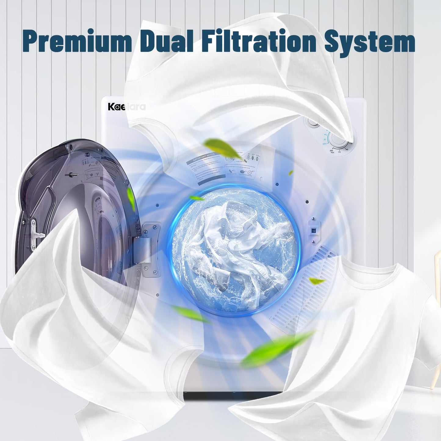 Kaelara Portable Dryers for Laundry 15000W, 3.5 Cu.ft Portable Clothes Dryer with Stianless Steel Tub, Front Load Clothes Dryer Machine for Home, Apartment, 4 Dring Mode, Auto-shutt off, White