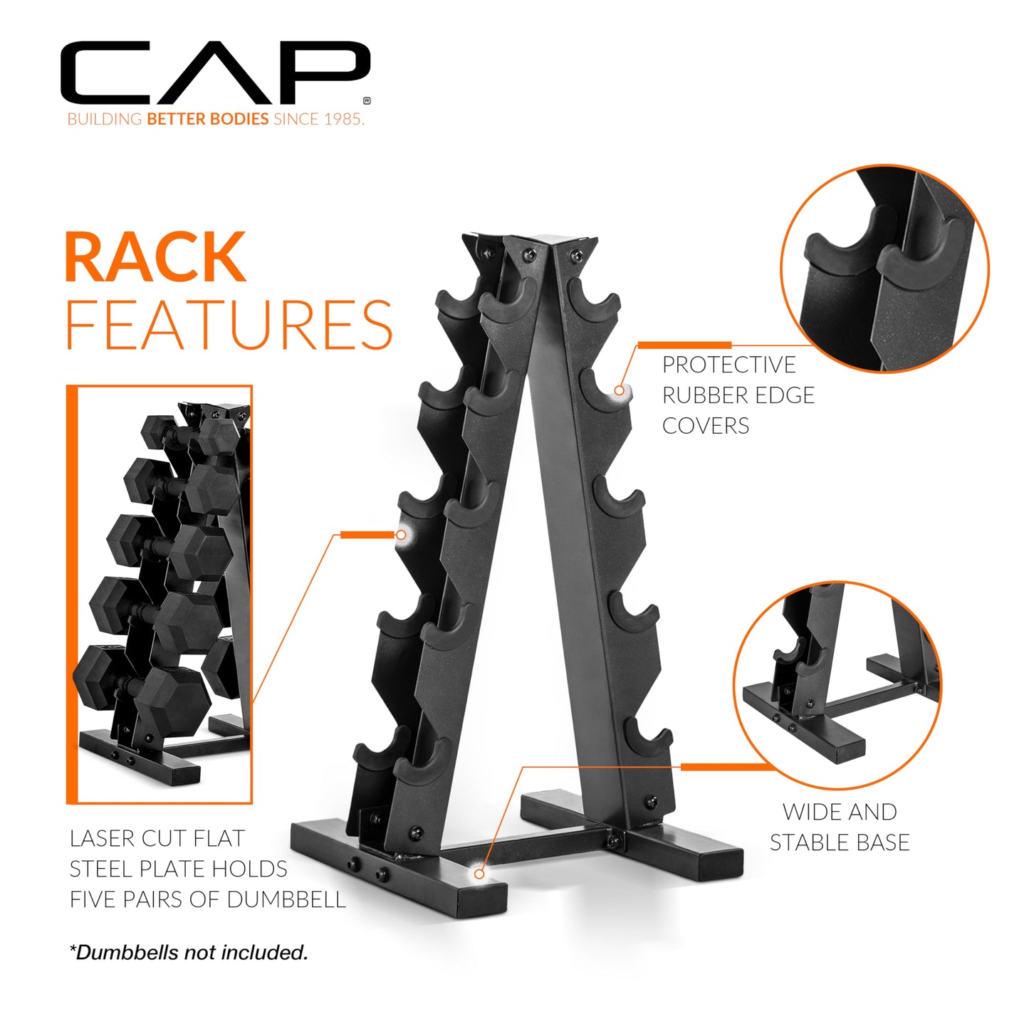 CAP A-Frame Dumbbell Hand Weight Vertical Storage Rack - Carbon