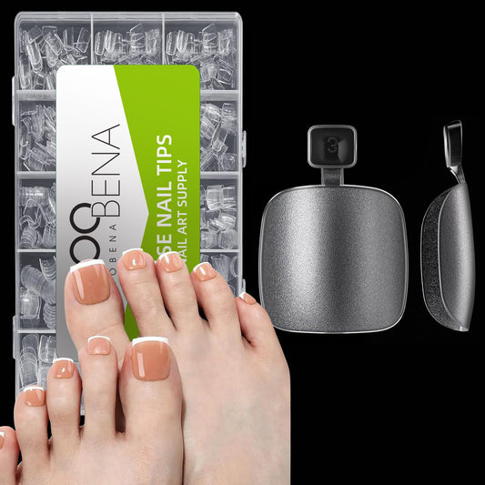 Toe Nail Tips Short Square False Soft Gel Full Cover ToeNail Tips Matte Press on Fake Toenails 12 Sizes 240pcs Pre-shape Acrylic Toenails Tips For Nail Extension Home DIY Nail Salon