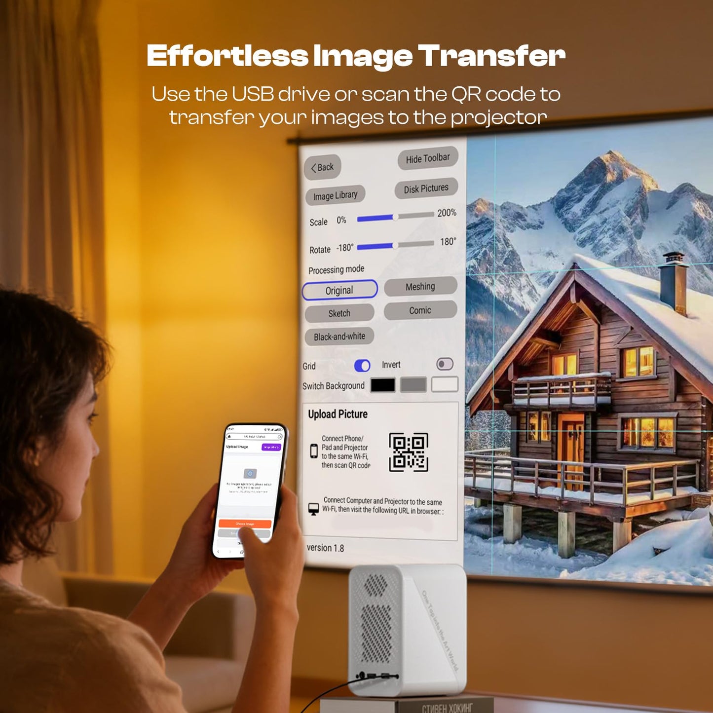 Caydo P1 Art Projector with Exclusive Drawing App for Artists, Portable Auto Focus & Keystone LED Projector for Drawing and Tracing, 4K Support, 100’’ Display, Compatible with iOS/Android, Upgraded