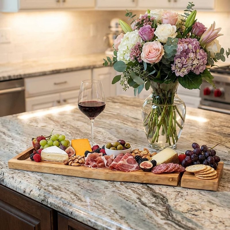 EcoDecors Eleganto 42" Live Edge Solid Teak Bath Caddy Tray with Handle, Book & Tablet Holder, Wine Glass Holders, Luxury Bathtub Tray