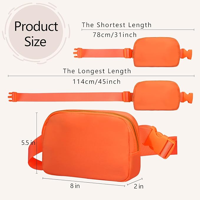 VOROLO Fanny Pack For Women And Men Crossbody Bag Belt Bag with Adjustable Strap Graduation Gifts Orange