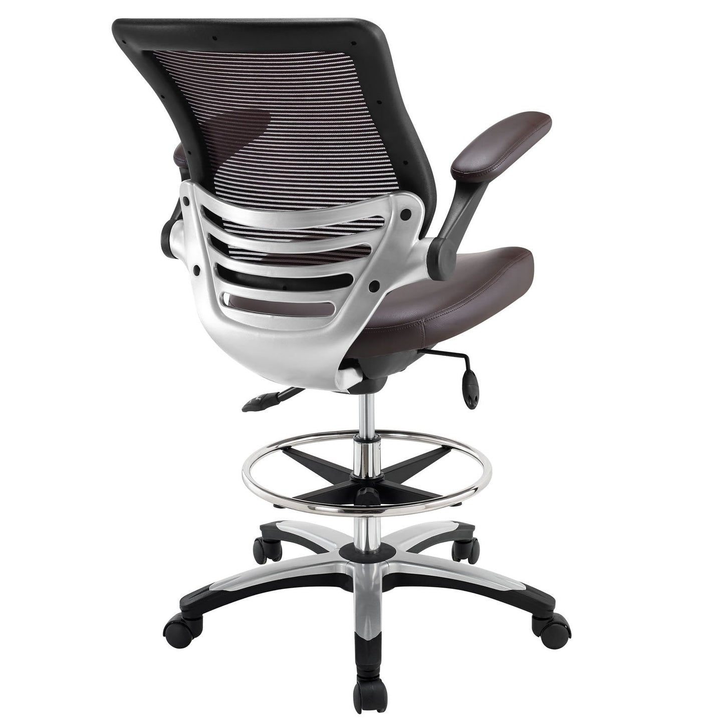 Modway EEI-211-BRN Edge Drafting Chair - Reception Desk Chair - Flip-Up Arm Drafting Chair in Brown