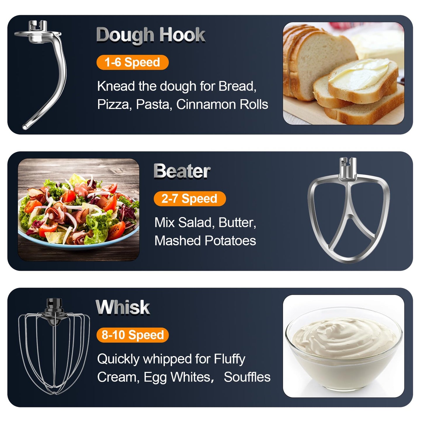 Honinst Stand Mixer, 6.5QT 10-Speed Tilt-Head Electric Stand Mixer, 3-In-1 Kitchen Mixer with Bowl, Dough Hook, Whisk and Beater, Food Mixer for Baking, Cake and Most Home Cooks, Beige