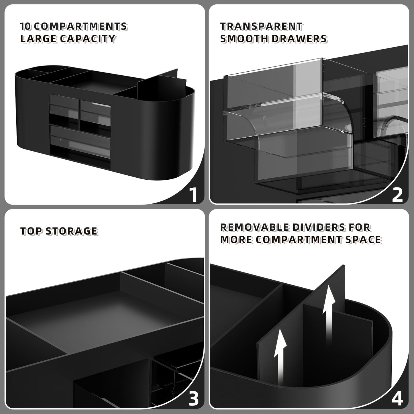 Marbrasse Desk Organizer Pen Holder with 3 Drawers, Multi-Functional Pencil Holder,Desk Organizers and Accessories with 7 Compartments for Home, School, Classroom (Black)