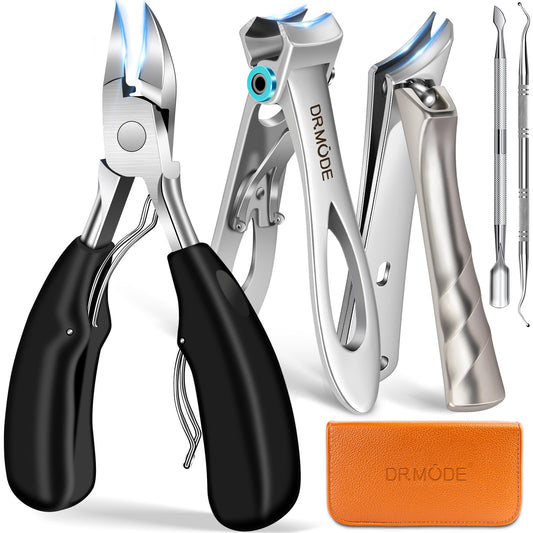 DRMODE Toenail Clippers for Seniors Thick Toenails, Large Toe Nail Clippers for Men Thick Nails with Wide Opening, Sharp Heavy Duty Ingrown Toenail Clippers Nail Cutter Long Handle with Slanted Blade
