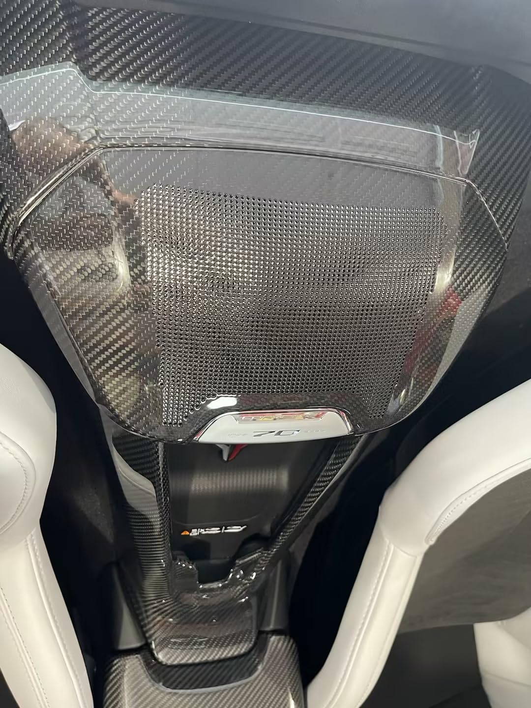 Yipmotiv Car Genuine Carbon Fiber Sound Speaker Cover for Corvette C8 Stingray Z06 Z51 E-Ray HTC Coupe 2020 2021 2022 2023 2024 2025 2026, Interior Phone Charger Waterfall Upper Trim