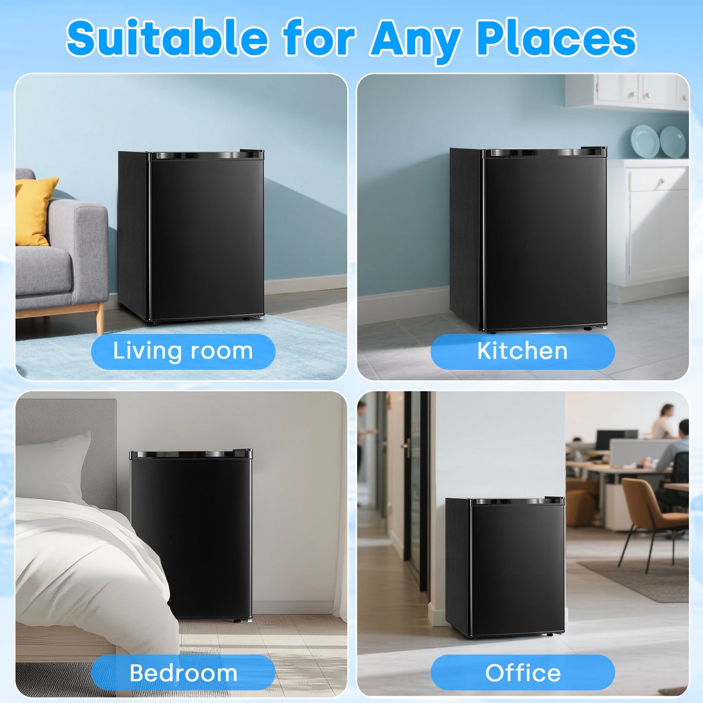 Stopsad 2.1 Cu.ft Upright Freezer, Mini Freezer with 7 Adjustable Thermostat & Removable Shelves, Small Standup Freezer with Reversible Single Door, Energy-Saving, Compact for Home/Dorm/Office, Black