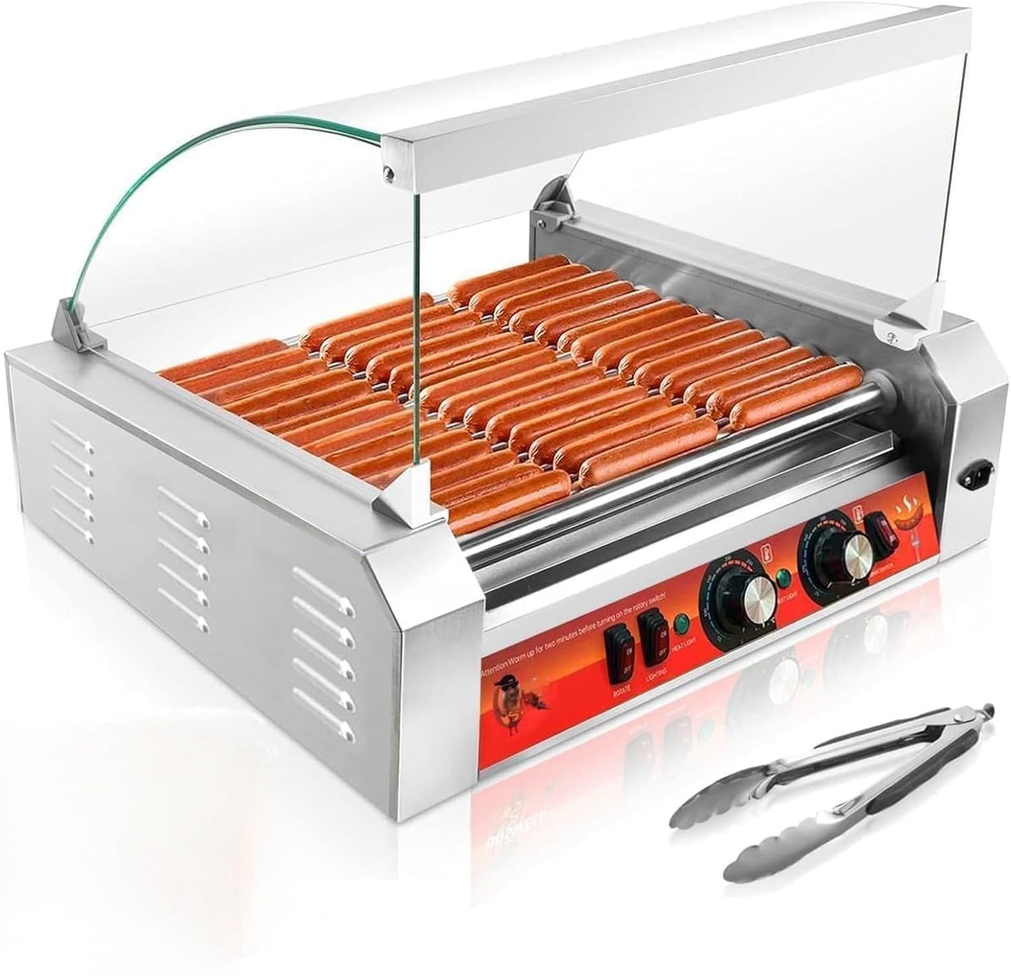 Vexon 11-Roller Hot Dog Machine，Holds 30 Hot Dogs，1670W ，Non-Stick & Stainless Steel，for Parties, Events & Food Stalls