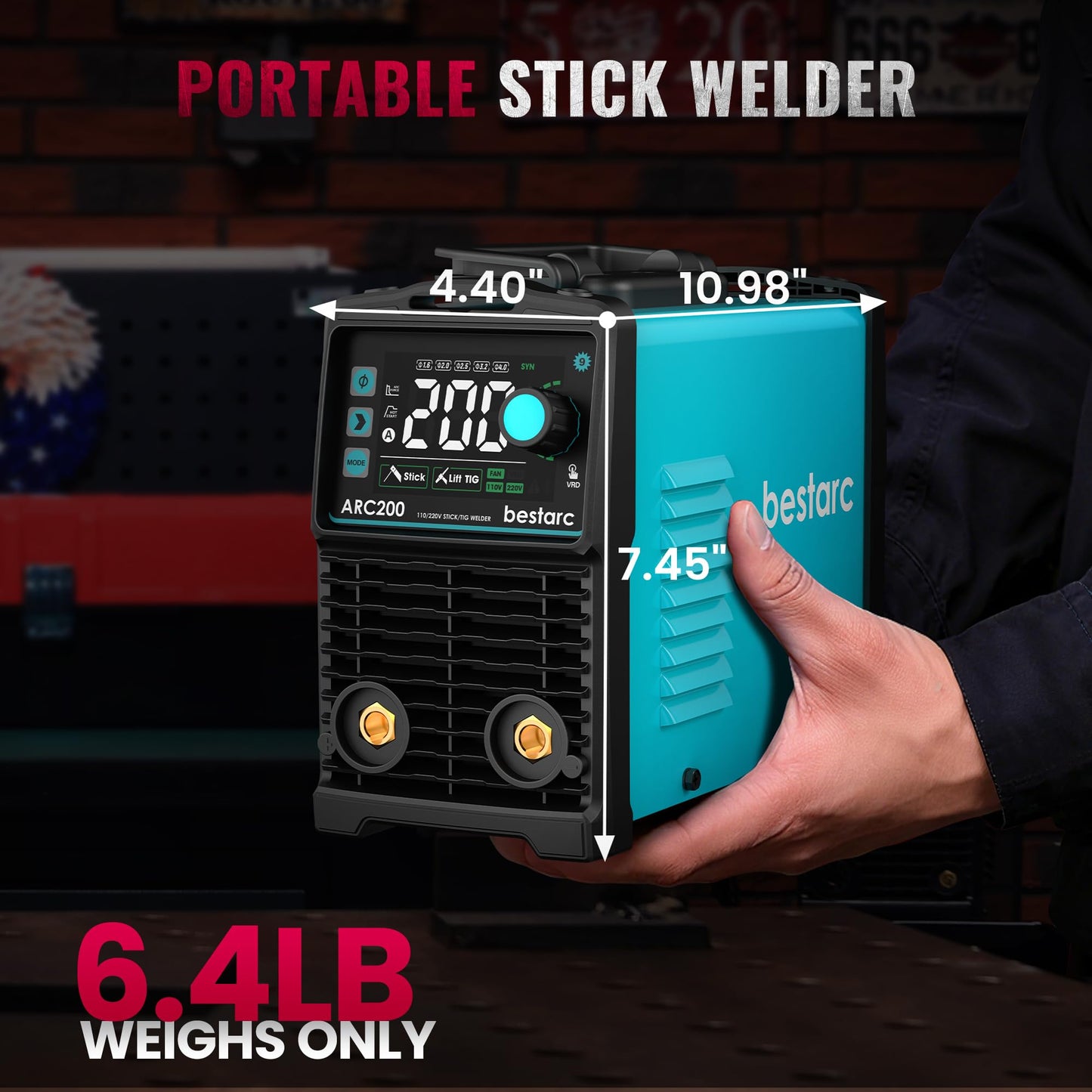 bestarc Stick Welder, 200Amps Large LED Display ARC/Lift TIG Welding Machine, 110V/220V Dual Voltage, IGBT Inverter Synergic Control Portable MMA Welder Machine with Hot Start, Arc Force and VRD