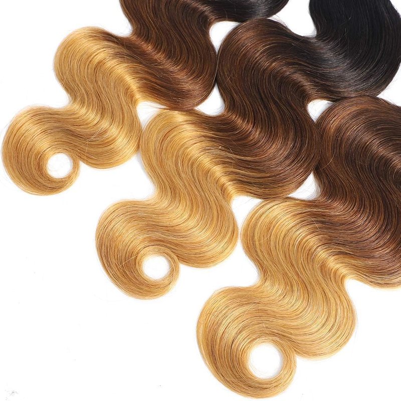1B/4/27 Bundles Ombre Brazilian Human Hair Body Wave One Bundle 16inch 1B/4/27 Ombre Brazilian Virgin Human Hair Body Wave Weave Bundle Extension Three Tone