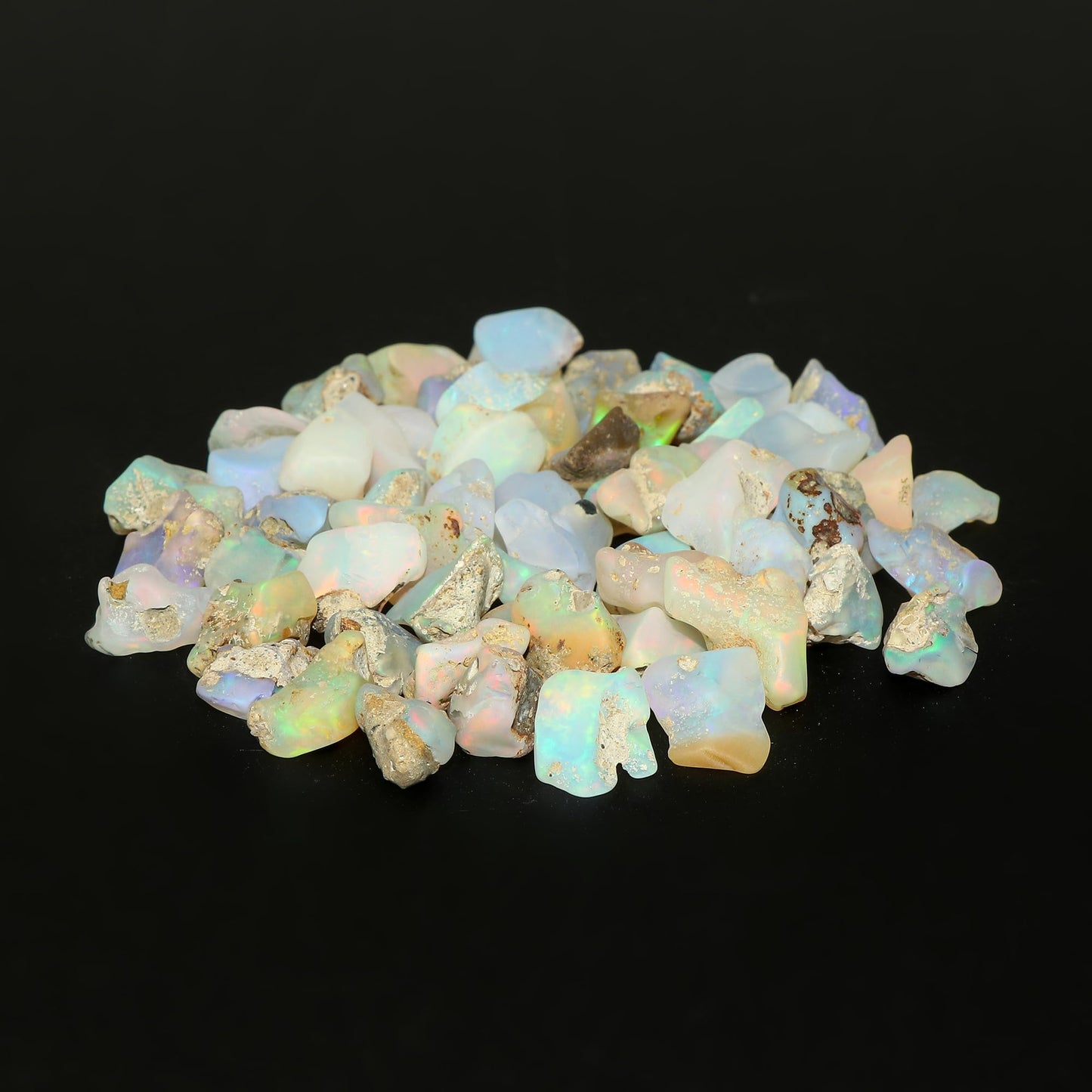 CRYSTALINES 50cts, Wholesale Natural Raw Ethiopian Opal Gemstone, Untreated Polished Rough Stone, Bulk Loose Supplies for Jewelry Making, Healing Crystals, Birthstone, Gem Collection, 26-28pcs