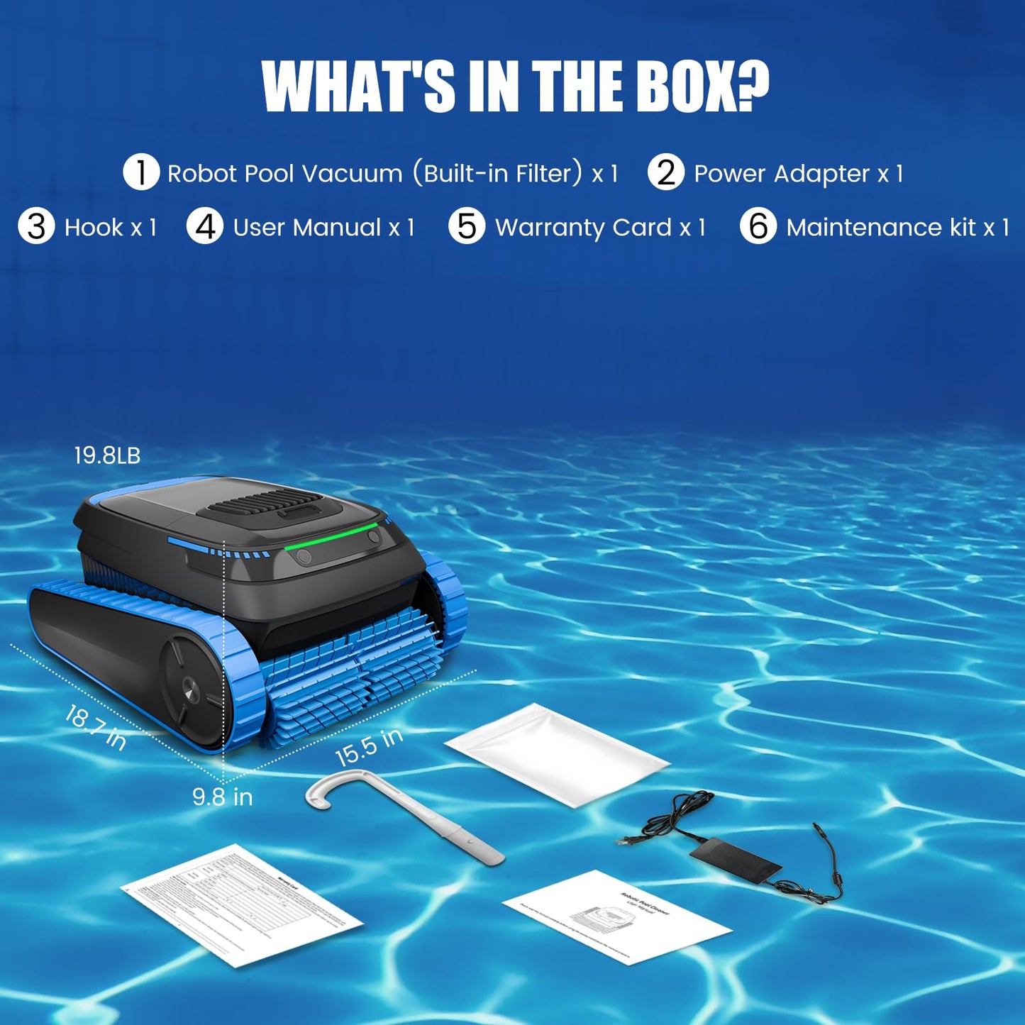 BOTLIFE PC20 Automatic Robotic Pool Cleaner, Cordless Pool Vacuum Robot for Inground & Above Ground Pools, Smart Navigation, Self-Parking, 5000GPH Suction, Cleans Floor, Wall & Waterline