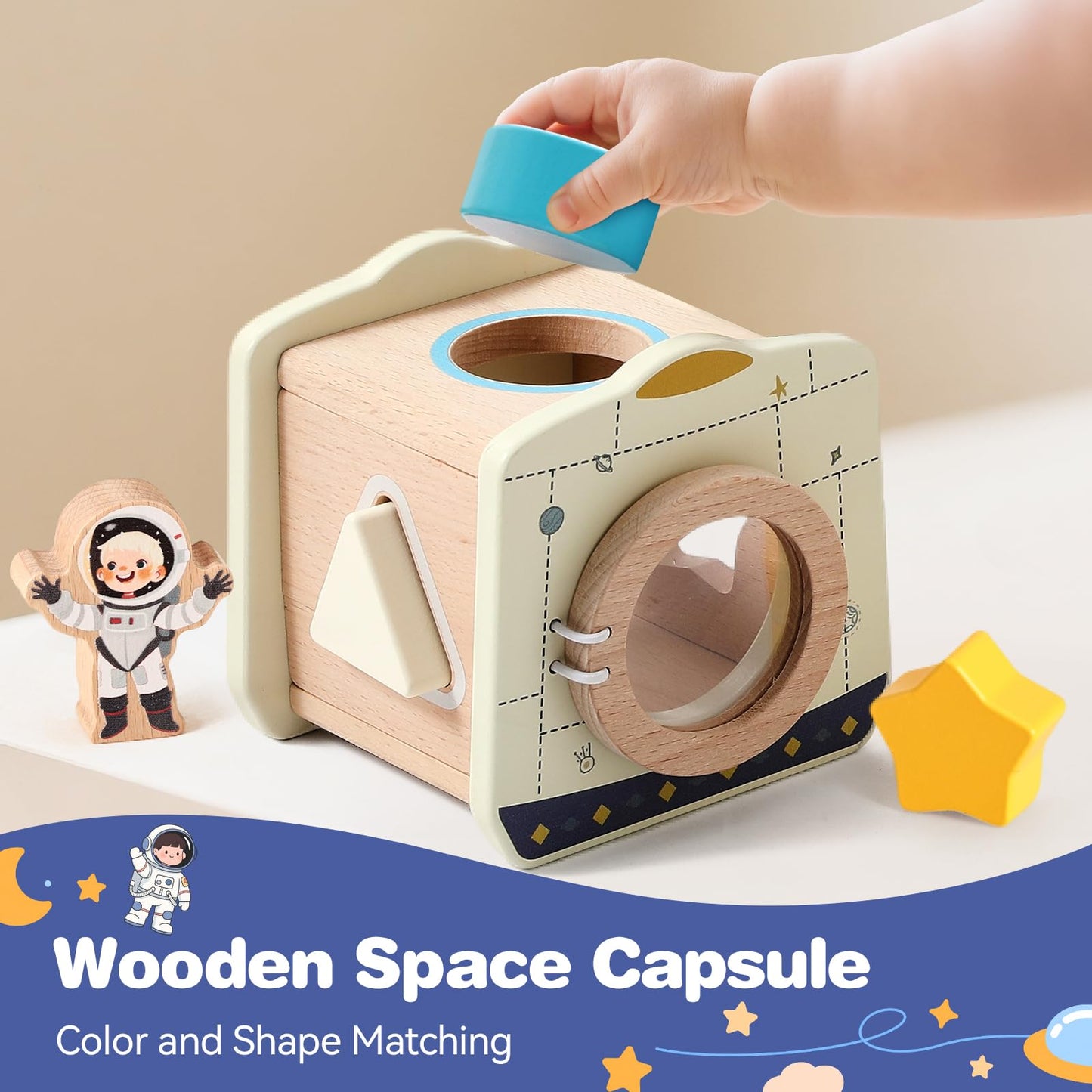 ibwaae Space Toys, Montessori Toys for 1 2 3 Year Old First Birthday Gift,Educational Learning Toys for Toddlers, Baby Toys with Shape Sorter Stacking
