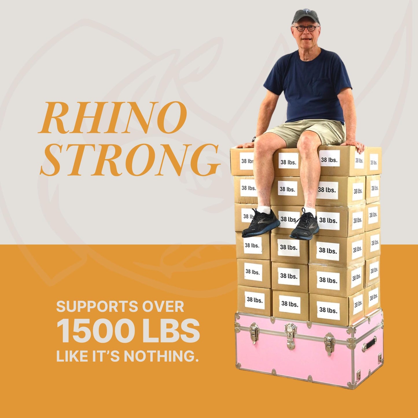 Rhino Trunk & Case Classic XL Trunk - 34"x20"x15", 1500+ lbs Capacity - Many Colors, Soft-Close Lid. Strong, USA Made Summer Camp Footlocker and Secure College Dorm Storage Chest