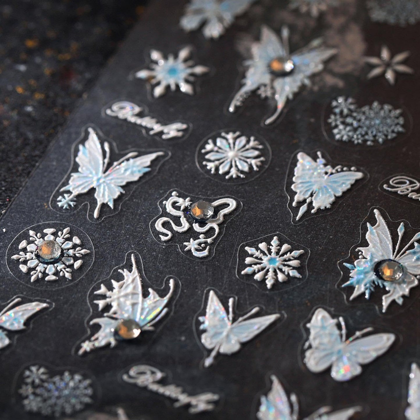 5D Embossed Butterfly Nail Stickers Laser Butterflies Nail Art Stickers Rhinestone Nail Decals Self-Adhesive Spring Sticker Summer Nails Supplies for Women Girls DIY Manicure