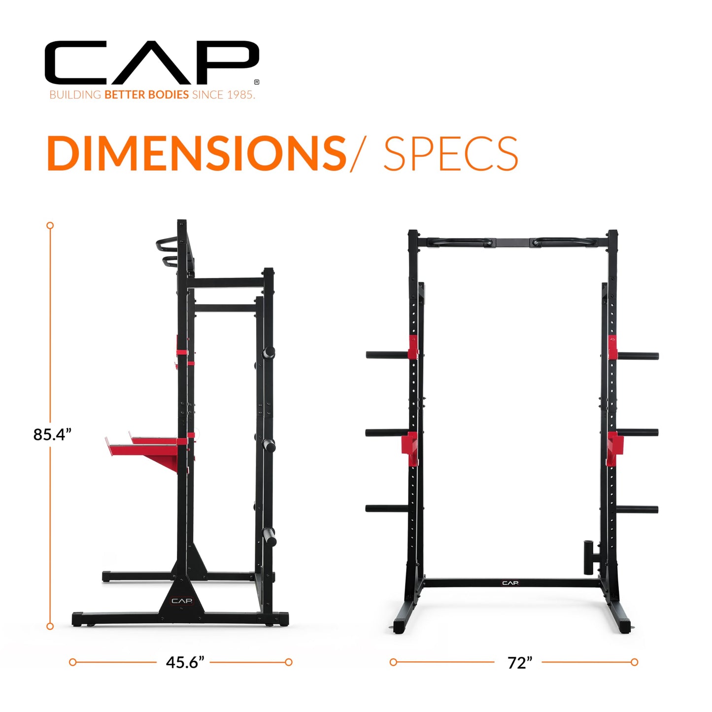 CAP Power Rack with Pull Up Bar & Attachments - Squat Rack & Strength Training Power Cage for Home Gym - BLACK