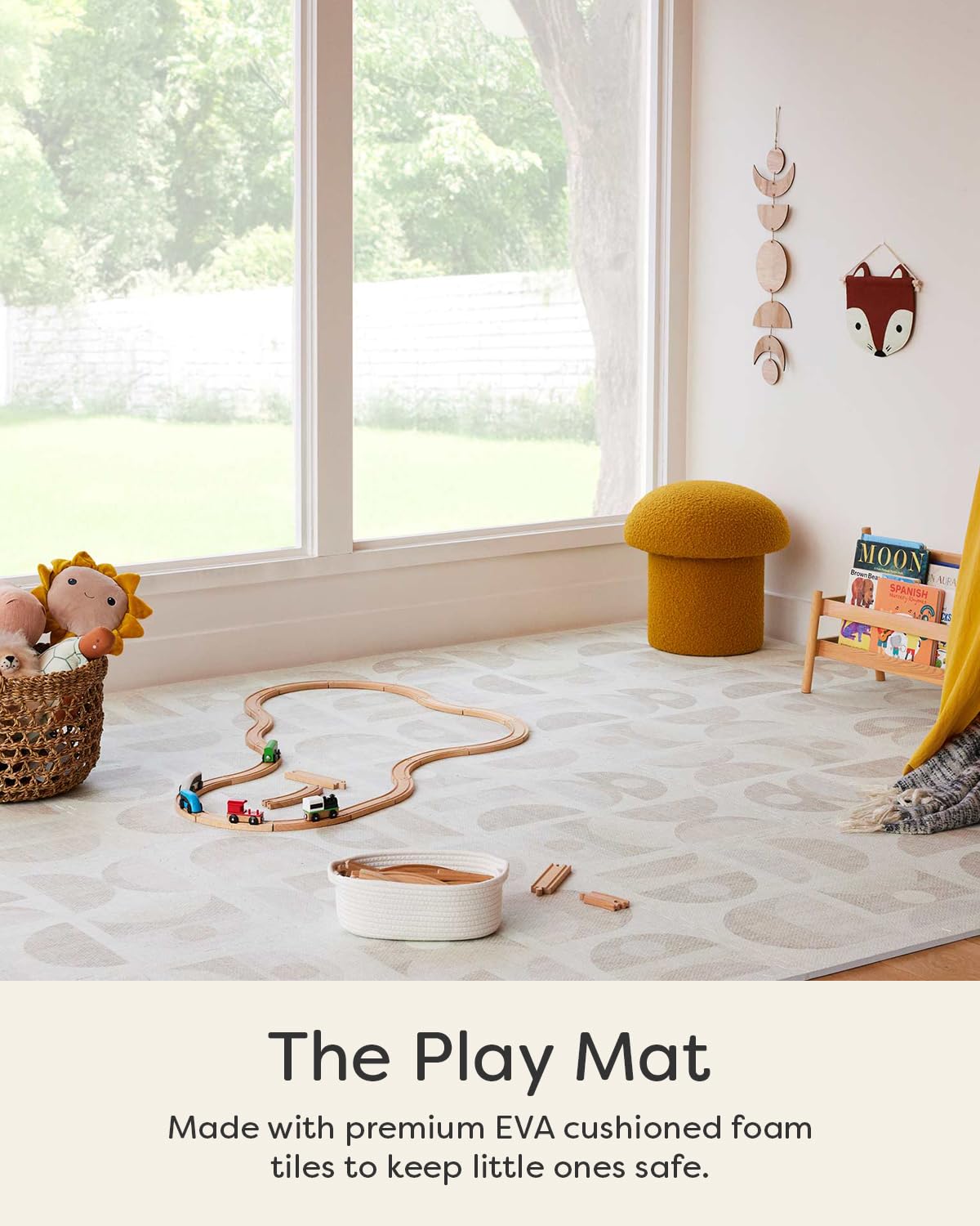 House of Noa Play Mat – 4x8 Sandstone Luna – Set of 8 Tiles – Cushioned EVA Foam Play Mat for Floor, Soft Interlocking Mats for Hard Floors