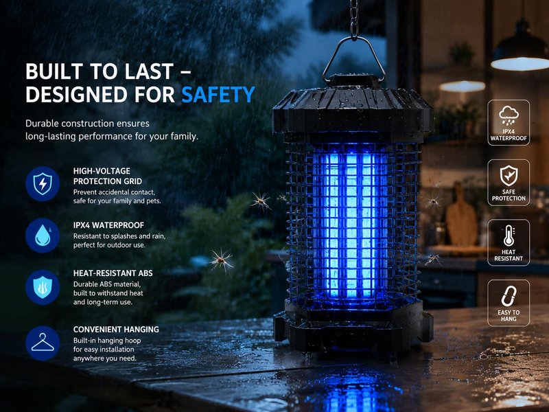 Jawlark Bug Zapper Outdoor, 4200V Electric Mosquito Zapper Indoor, Insect Fly Zapper Waterproof with 5ft Power Cord, Mosquito Killer for Home, Patio, Kitchen, Backyard, Camping, Plug-in