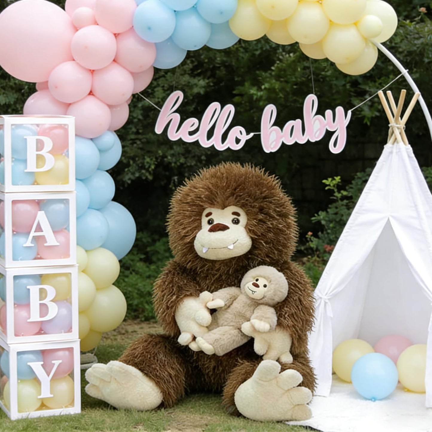 MorisMos Giant Bigfoot Stuffed Animal with Baby Cryptid Plush Duo,39" Big Mama Monster & 12" Baby Bigfoot Toy for Kid,Girl,Boy,Soft Big Foot Sasquatch Gifts for Haloween Birthday Baby Shower Christmas