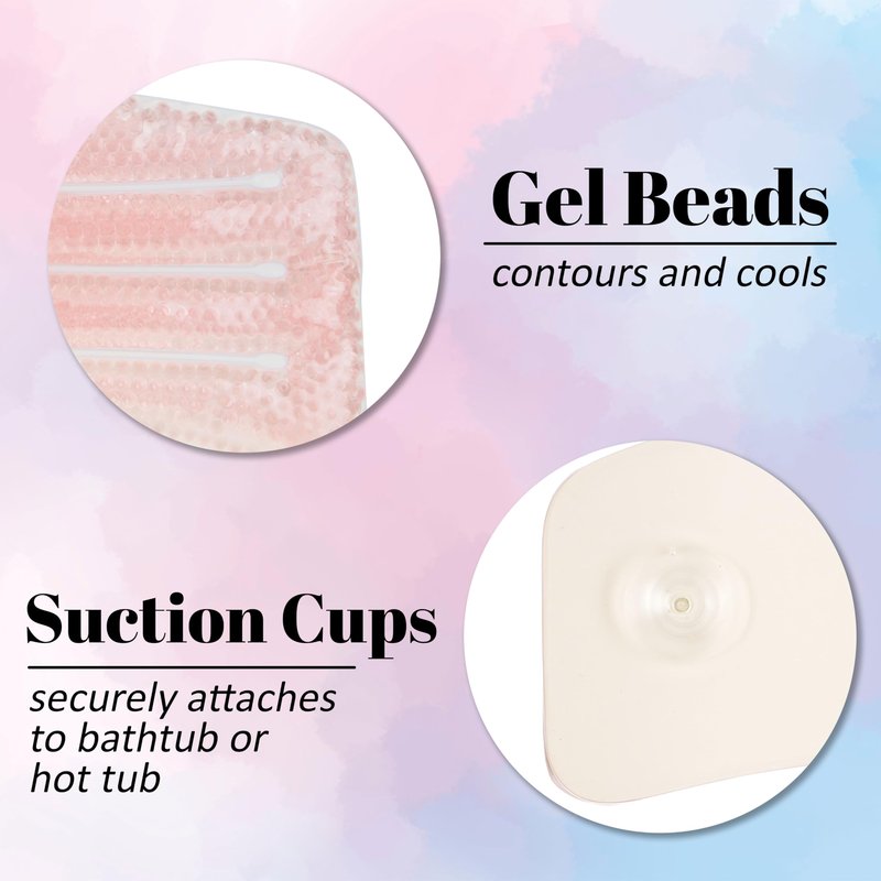 Glitter Gel Spa Pillow – Cooling Bathtub & Hot Tub Relaxation Cushion | Neck & Head Support Bath Pillow | Luxury Bath Products & Spa Accessories for Women – Ultimate Comfort