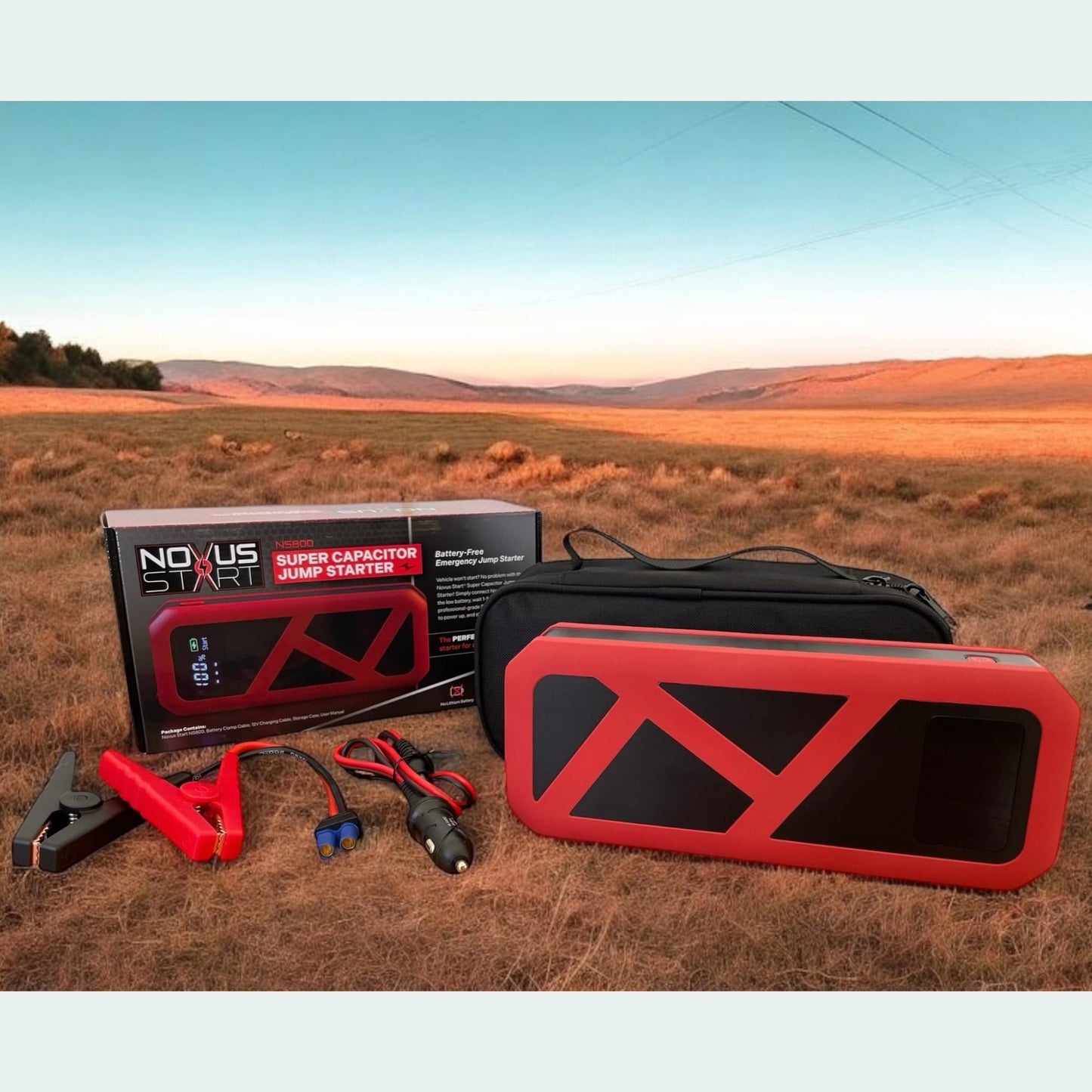 Novus Start Super Capacitor Jump Starter: No Prep Needed, No Internal Battery, Eco-Friendly & Maintenance-Free Car Accessory, No Need to Pre-Charge, 800 Amp Power, Designed for Any 12V Gas Engine