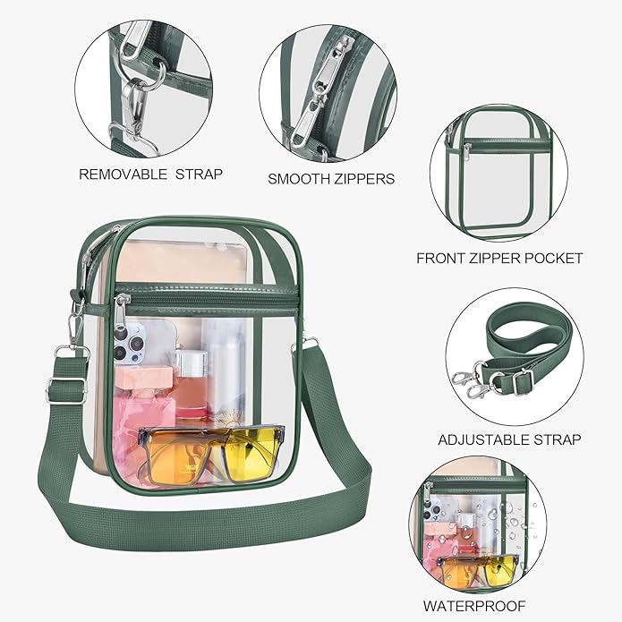 USPECLARE Clear Purse Stadium Transparent Messenger Bag Stadium Approved for Men and Women Clear CrossBody Bag