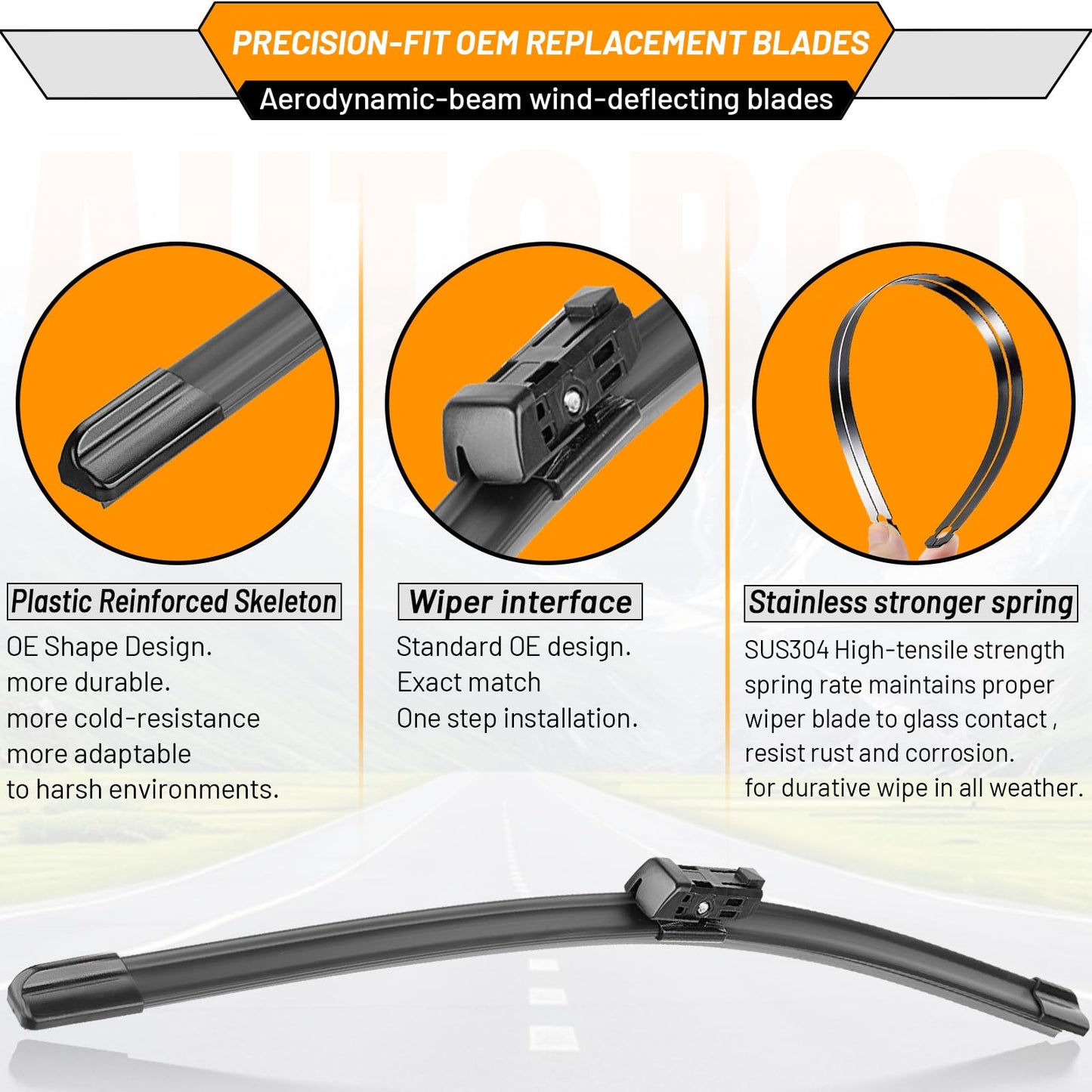 OEM Wiper Blades Replacement for Audi A4 Q5 Q3 A5 RS5 S5 allroad 2009-2020 Original Equipment Replacement Windshield Wipers 24 inch / 20 inch -Original Factory Quality (Set of 2) Top Lock 16mm