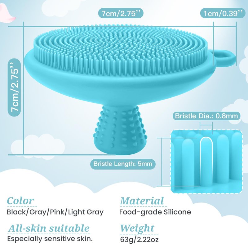 GEENOA Back Scrubber for Shower, Gentle Silicone Body Scrubber, Soft Silicone Loofah with Handle, Back Brush Bath Brush with Detachable Brush Head.