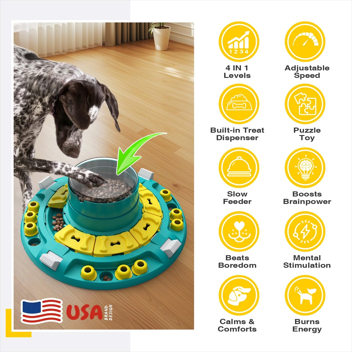 KADTC Dog Puzzle Toy, XL Size, 4 Levels of Step-by-Step Challenge, Push-to-Release Treat Dispenser, Beginner to Advanced, Slow Feeder & Mental Stimulation for Smart Dogs Enrichment Toys