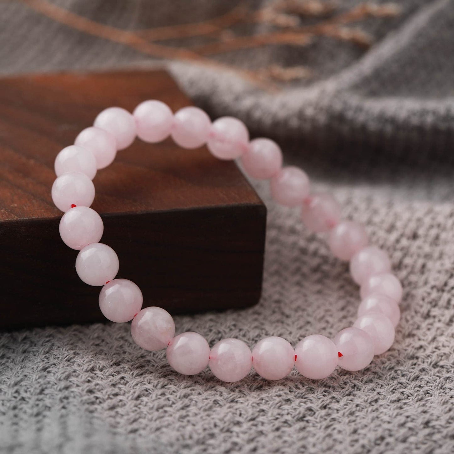 Crystal Vibe Rose Quartz Crystal Bracelet - 8mm Stretchable Rose Quartz Bead Bracelet for Women & Men