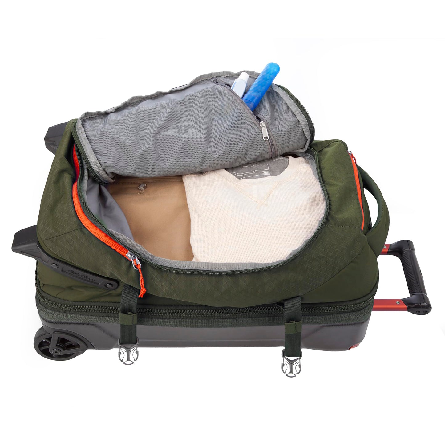 Eddie Bauer Expedition Rolling Duffel Bag with Wheels | Travel | Carry-On | Luggage | Rugged | Durable - Dark Thyme, 22""