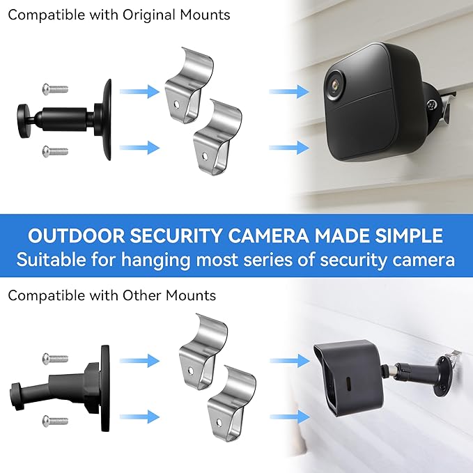 (15 Pack) Vinyl Siding Clips Hooks, No-Hole Needed Siding Hangers for Outdoor Mounted Home Security Cameras, Stainless Steel