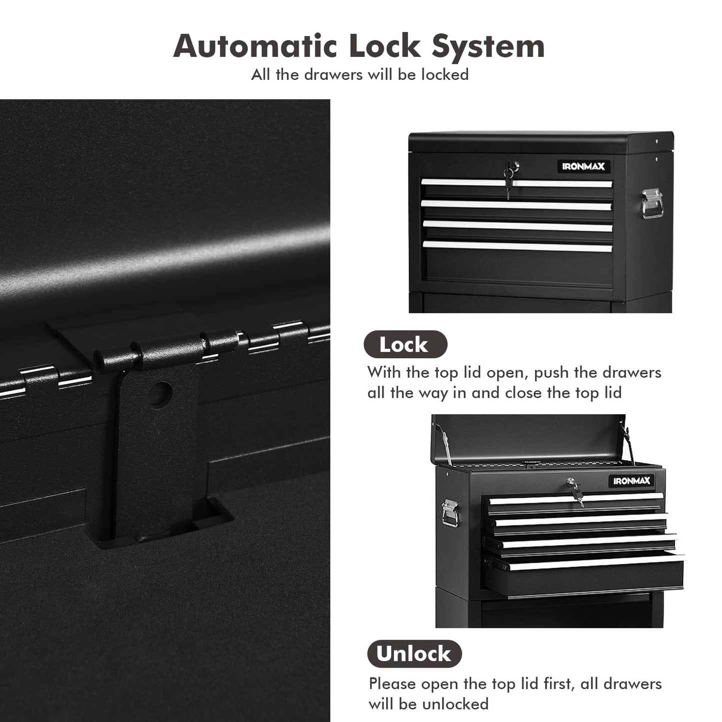 Goplus Tool Chest, 3-in-1 Rolling 6 Drawers Tool Cabinet with Detachable Top Toolbox, Middle Tool Storage, Universal Lockable Wheels, Protective Liner, Auto Lock, Metal Tool Box for Garage Workshop