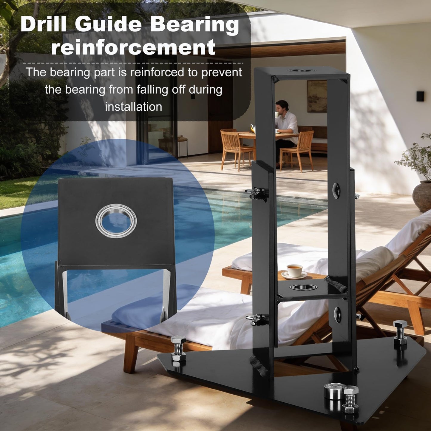 Foinwer Pool Fence Drill Guide with Bubble Level | Adjustable Angle Pool Fence Drill Guide with 5/8" Anchor Hole Size | DIY Pool Safety Fence Installation Assistant
