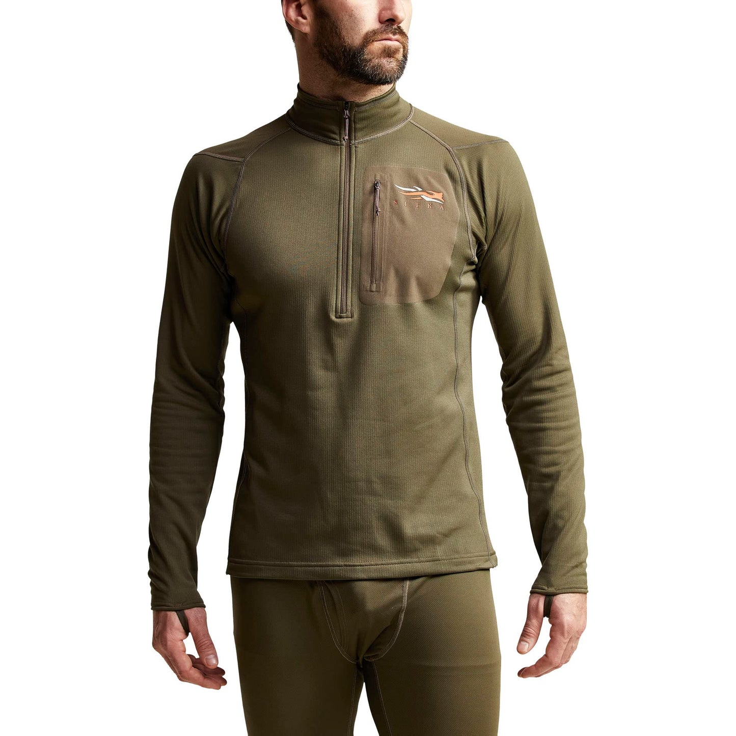 SITKA Gear Men's Core Midweight Zip-T Long Sleeve Hunting Shirt, Pyrite, Medium