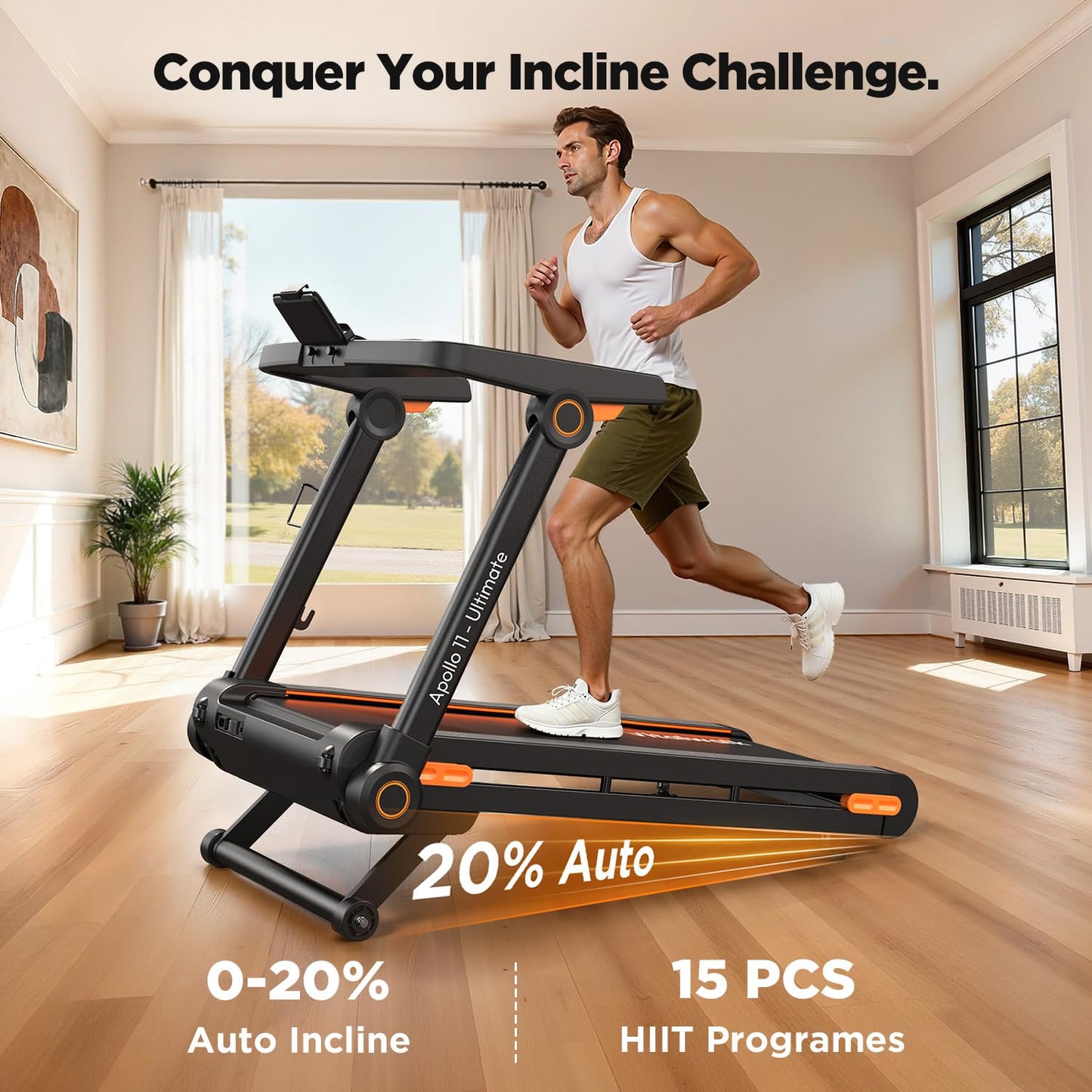 Foldable Treadmill with Auto Incline - Vitalwalk Commercial 48"x18" Wide Running Belt, 20% / 15% Incline, 10MPH, 3.5HP Brushless, Walking Pad Treadmill for Home, Auto Folding, No Installation, 350LBS