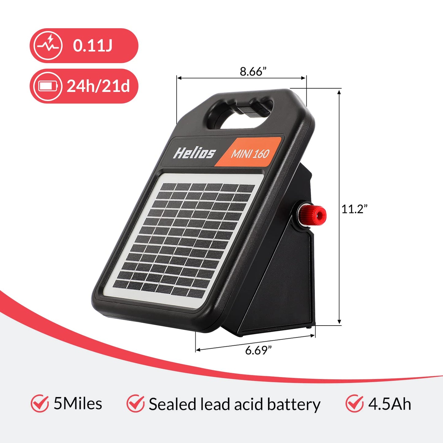 Solar Electric Fence Set: MINI160 + AC10 Electric Fence Charger, 0.16Joule & 0.12Joule for Versatile Protection