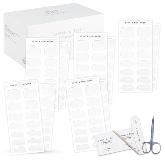 DANNI & TONI Semi Cured Gel Nail Strips Transparent Nails Crystal Clear(5 Packs)